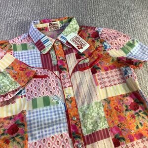 Howdy Hanny Ranch Girl‎ Dreams Patchwork Western Shirt Size M Short Sleeve NWT